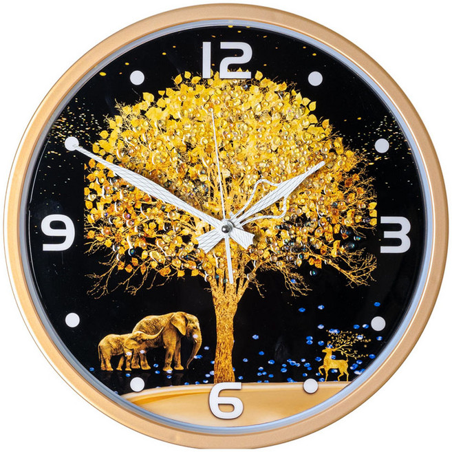 풍수그림 시계 380, 01 돈벼락나무 블랙