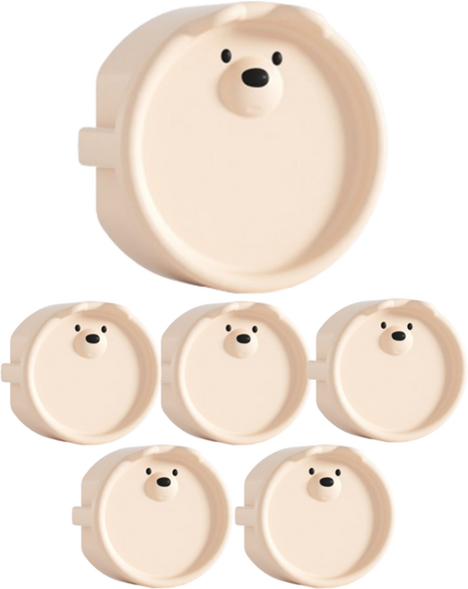 원더파파 귀여운 곰돌이 콘센트 안전마개, 베이지크림, 6개