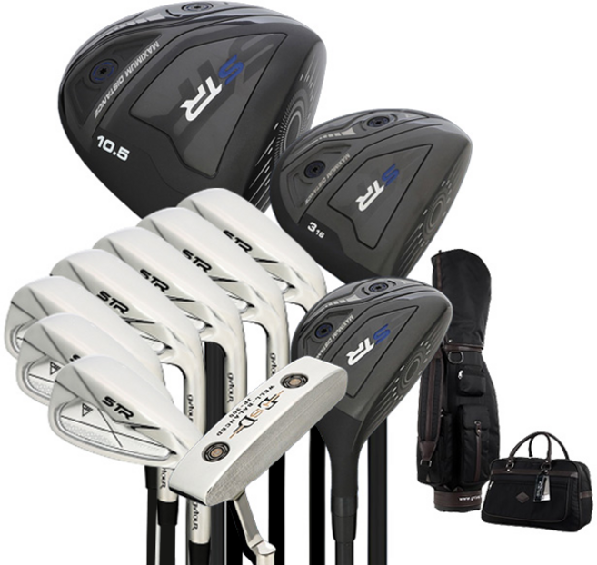 지브이투어 남성용 STR 카본 골프클럽 11종 + 캐디백 세트