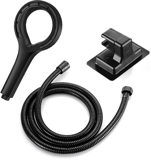모나코올리브 심리스 집중호우 샤워기 소낙B + 호스 + 각도조절 거치대 세트, 1개, 블랙