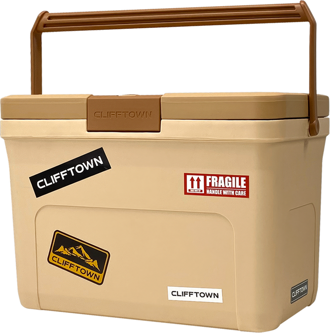 클리프타운 테이블 아이스박스 대용량, 샌드브라운, 28L