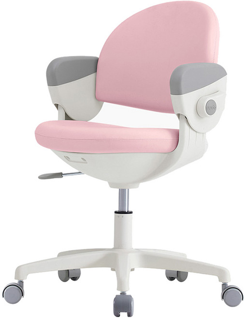 생활지음 루다 아동용 회전형 고정중심봉 오토브레이크 높이조절 의자, 핑크
