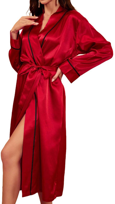 원이네 여성용 실크 샤워 가운 S, 레드, 1개