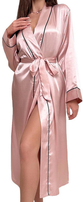 원이네 여성용 실크 샤워 가운 M, 핑크, 1개