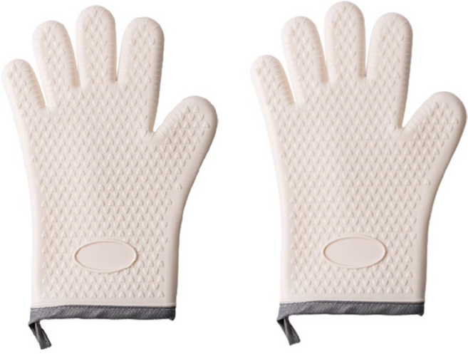 주방 두꺼운 실리콘 오븐장갑 양손 세트, 오프화이트, 1개