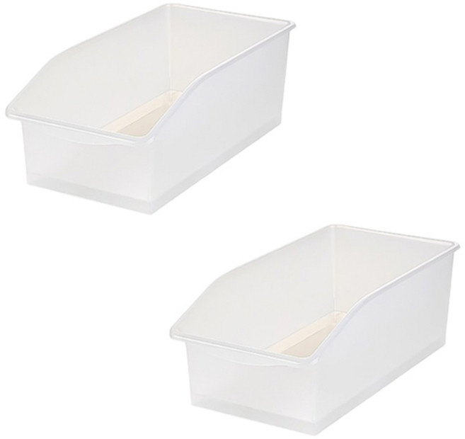 블럭마트 주방 다용도 보관바구니 조미료 정리함 대형, 투명, 2개