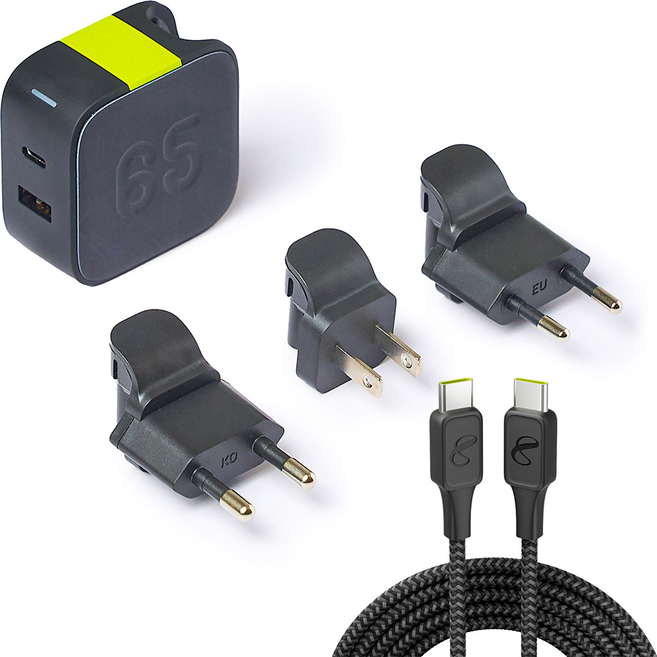 인피니티랩 65WC타입 2포트 멀티 고속 충전기+100W C타입케이블, 블랙, 1세트