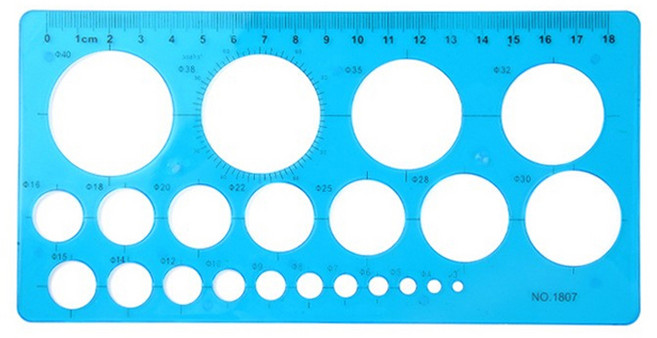 마다꾸미 컬러 도형 정규사이즈 원형자, 04 파랑(원형자), 1개
