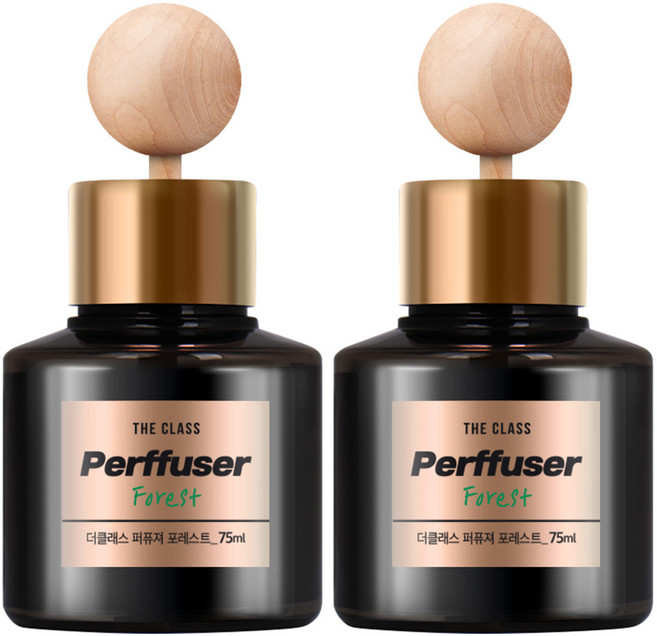 더클래스 퍼퓨저 차량용 방향제 75ml + 우드볼 스틱 + 논슬립 패드, 포레스트, 2세트