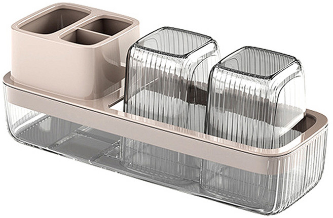 한봄누리 호텔식 고급형 양치컵 칫솔 거치대 부부 칫솔꽂이 세트, 핑크, 1세트