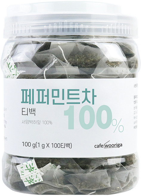 wooriga. 薄荷茶, 1g, 1罐, 100包