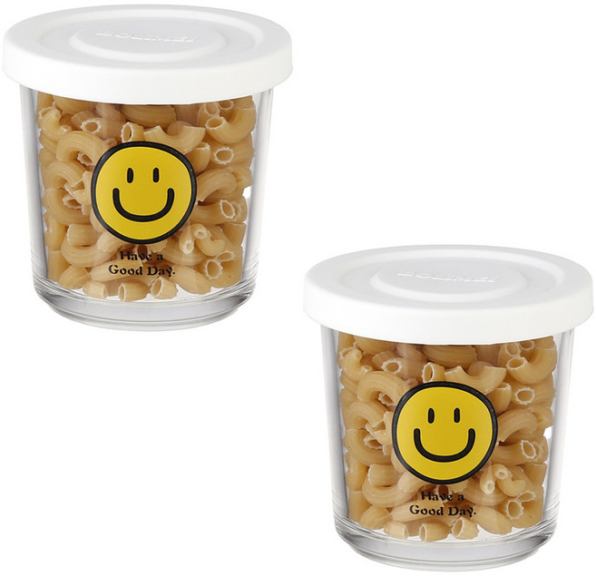 플라라 프렌치자 유리 밀폐용기 스마일, 2개