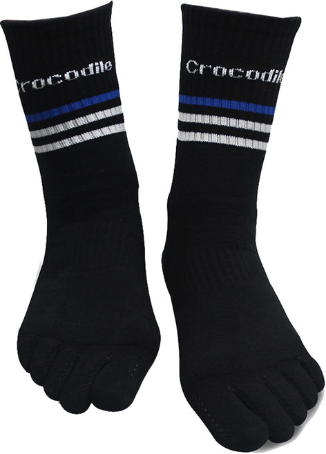 크로커다일 남성용 스포츠 등산 쿠션 카일 발가락 중목 양말 CD202, 블랙, 1세트