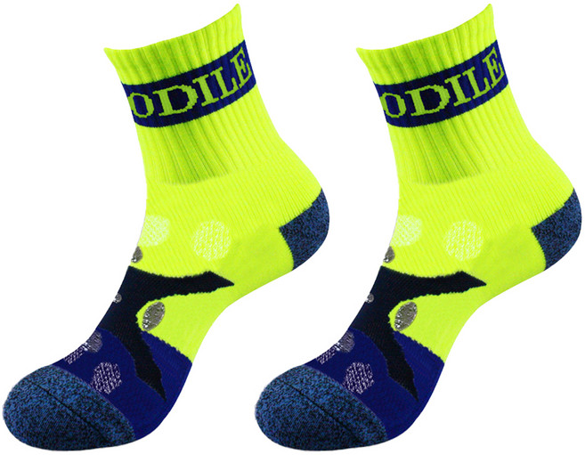 크로커다일 남성용 쿠션 압박 넌슬립 비비드 등산 중목 양말 2족 세트 CD4SK1036, 옐로우, 1세트