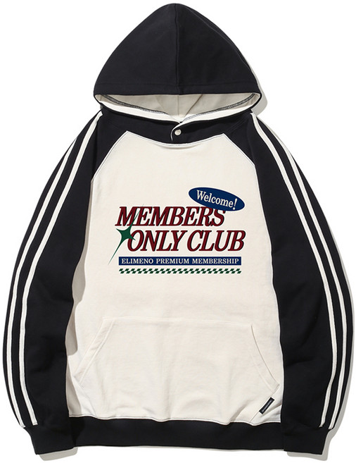 Elimeno 男女通用 EL Club 插肩線條寬鬆連帽T恤