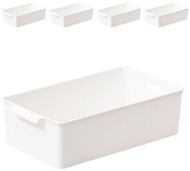 이즈리빙 팬트리 손잡이 바스켓 바구니, 깊은형, 아이보리, 5개