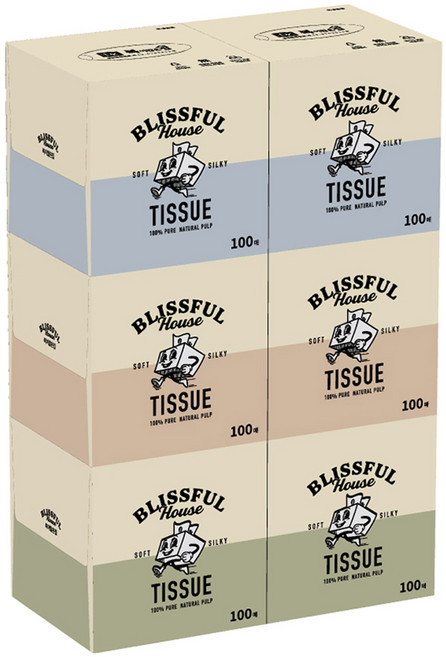 복이많은집 정사각 미니 미용티슈 2겹, 100매, 6개