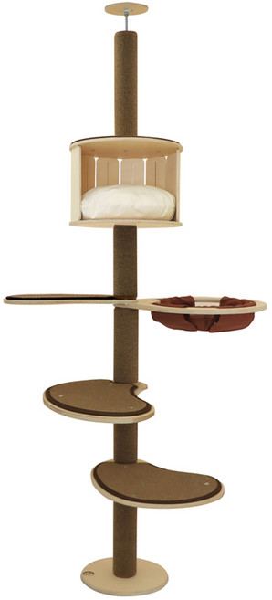 캣츠드림 부족함없이 완벽한 하우스형 풀카펫 캣폴세트 002 대 A형, 브라운, 1세트