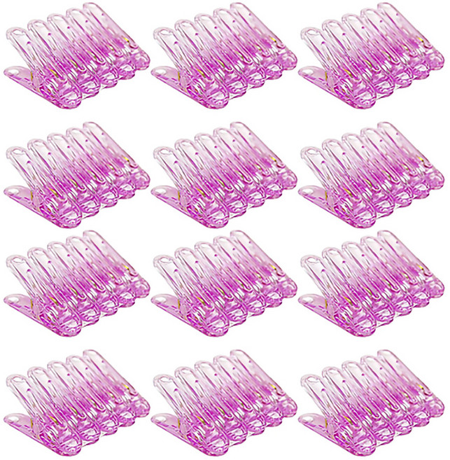 정월마켓 아크릴 가정용 투명 빨레집게, 퍼플, 60개
