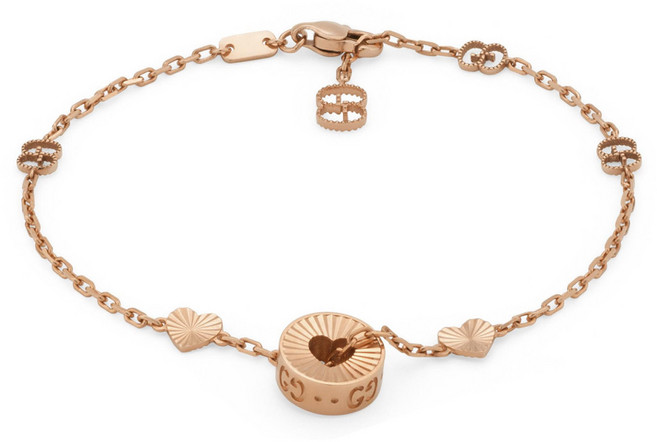 구찌 여성용 18K 아이콘 하트 컷아웃 브레이슬릿 YBA729383001