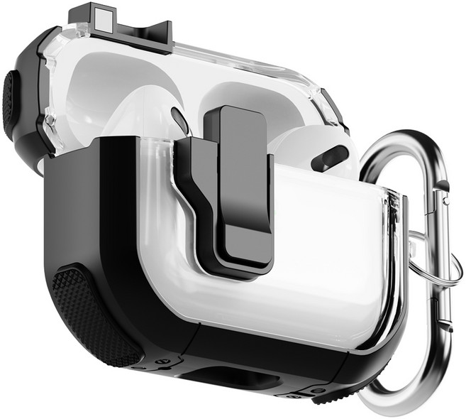 누아트 컬러엣지 분실방지 잠금기능 마그네틱 락 범퍼케이스, 에어팟 4세대 / 에어팟 4세대 노이즈캔슬링, 블랙, 1개