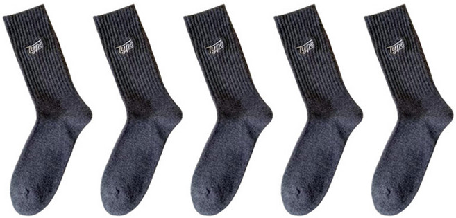 핫데이썸 골프 스포츠 중목 양말 5켤레 세트, 진그레이, 1세트