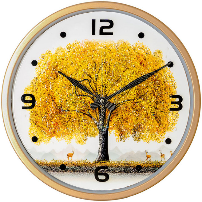 미트라샵 풍수그림 벽시계 380, 02 돈벼락나무 화이트