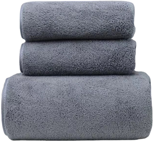 원이네 바스타월 + 세면타월 2p 면사 세트, 그레이, 1세트