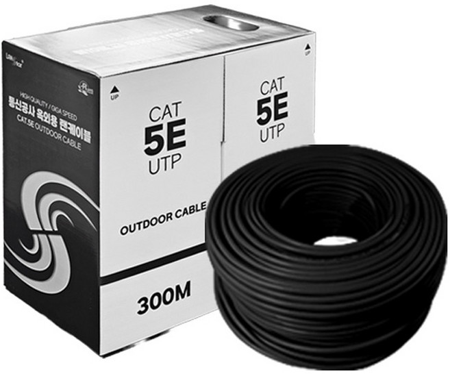 LAN Star 戶外 UTP CAT5E HDPE 24AWG 網路線 LS-C5OD300, 黑色, 1個, 300m