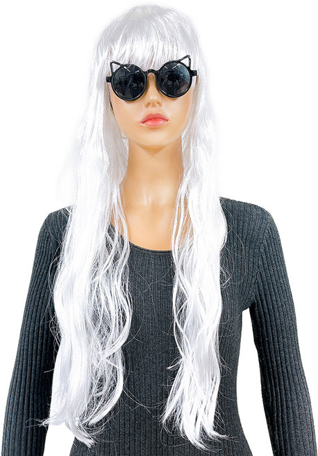 파티공구 롱 파티가발, 화이트, 1개