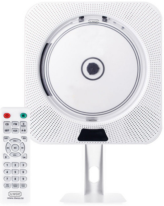 ILWOO FM라디오 USB 블루투스 CD 플레이어 5 + 리모컨 세트, IW-CT07, 화이트