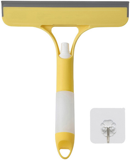 메오 유리 청소 스프레이 스퀴지 + 후크걸이 세트, 옐로우, 1개