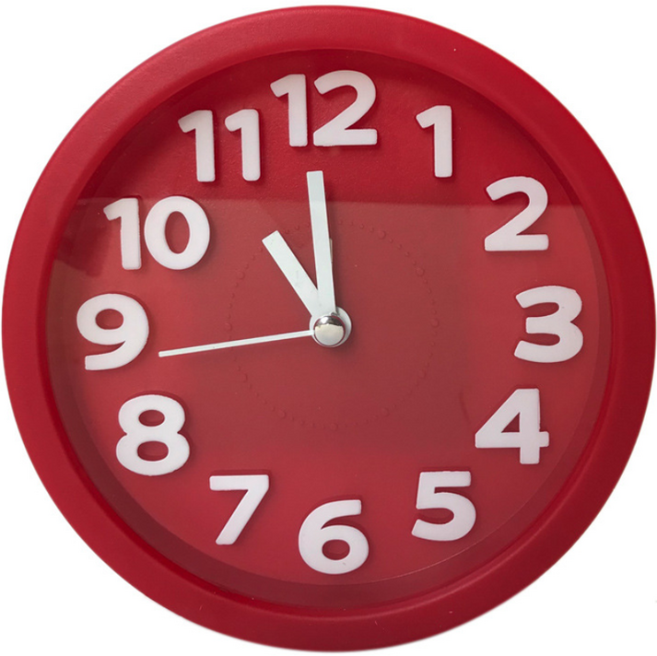 유니코시 파스텔 무음 알람 탁상 시계, 둥근빨강