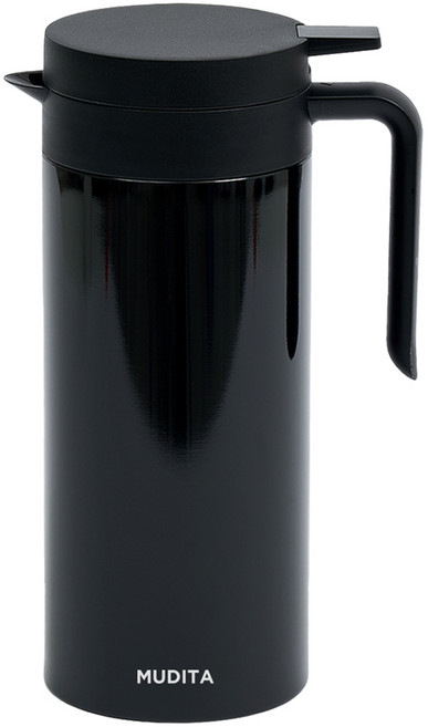 무디타 리본제이 304 스텐 슬림형 보온 보냉 주전자, 1.5L, 블랙, 1개