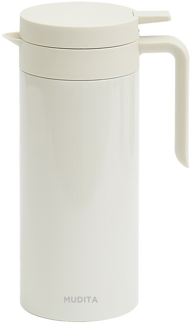 무디타 리본제이 304 스텐 슬림형 보온 보냉 주전자, 1.5L, 아이보리, 1개