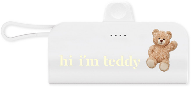 웨이브스튜디오 곰인형 미니 도킹형 갤럭시 아이폰 일체형 10W 보조배터리 5000mAh 도킹 8핀+ 케이블 C타입, TRPB-R5-CHL, 하이베어