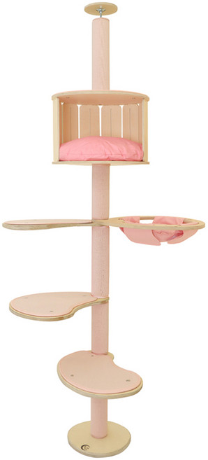 캣츠드림 고양이 하우스형 풀카펫 캣폴 세트 대 B형 002, 핑크, 1세트