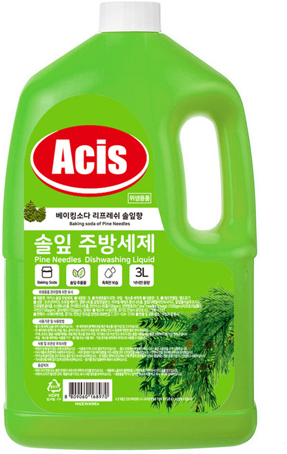 아키스 베이킹소다 리프레쉬 솔잎 주방세제, 3L, 1개