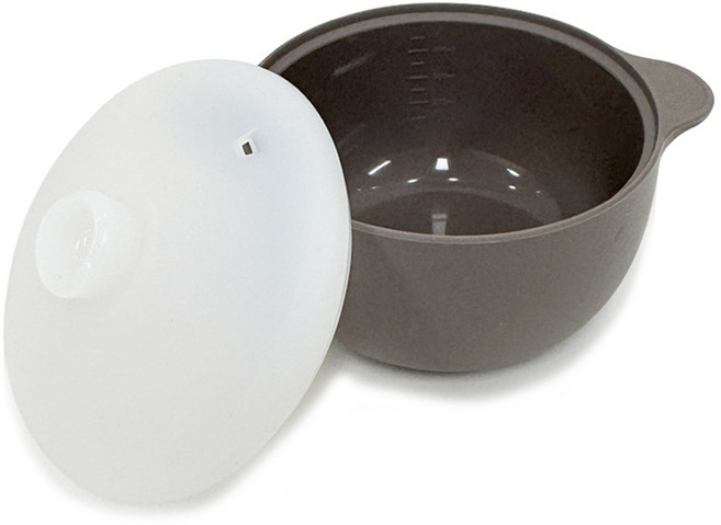 실리콘 전자레인지 찜기 원형 냄비 소, 허쉬코코아, 1개