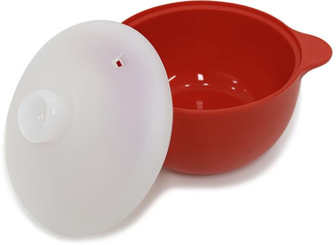 실리콘 전자레인지 찜기 원형 냄비 소, 레드, 1개