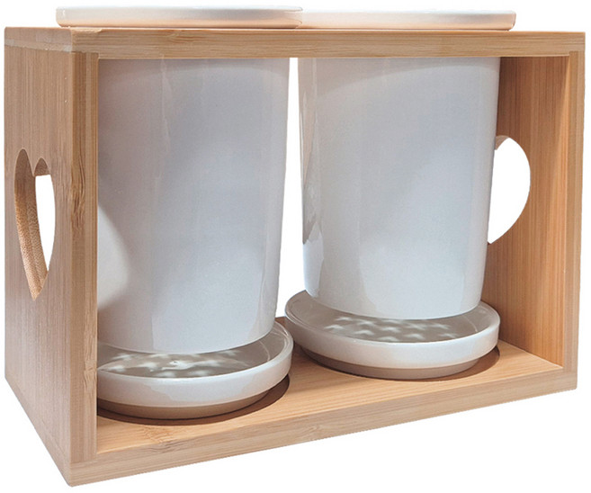 벨로비 원목 도자기 2구 수저통, 혼합색상, 1세트