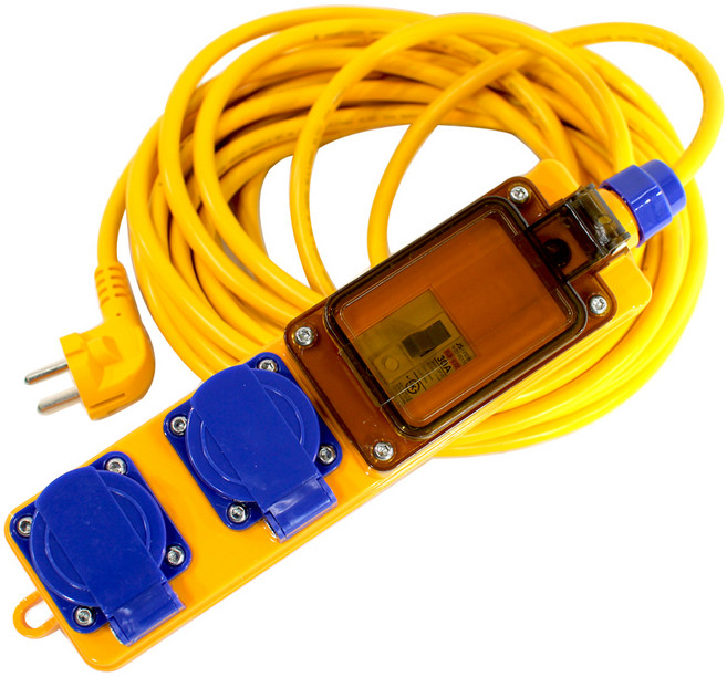 원스탑 4000W 고용량 방우형 누전 차단기 전기연장선 멀티탭 2구 SE-EL162, 1개, 엘로우