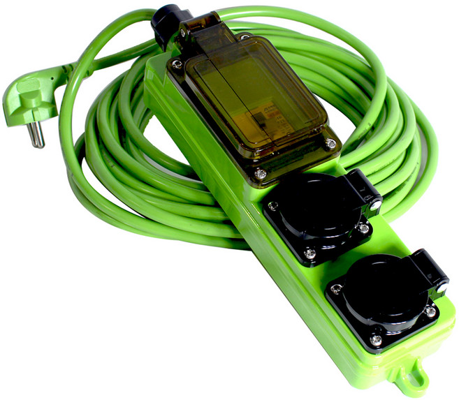 원스탑 4000W 고용량 방우형 누전 차단기 전기연장선 멀티탭 2구 SE-EL162, 1개, 그린