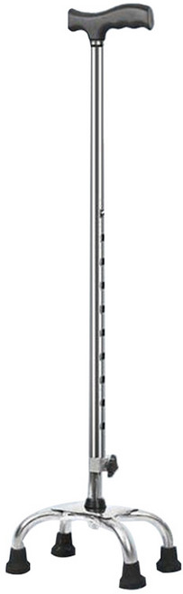 디페이브 레귤러 높이조절 스테인리스 빅 4발 노인 어르신 지팡이 실버, 1개