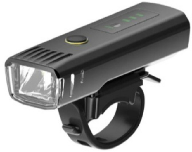 충전식 자전거 거치대 LED 손전등, 블랙, 1개