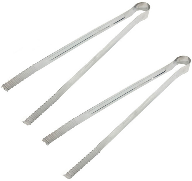 코코렉스 바베큐 빵 숯 고기 집게 중 30cm, 스텐실버, 2개