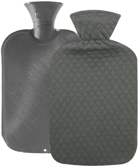 파쉬 양면빗살 보온물주머니 2L 랜덤발송 + 누빔면 디자인 커버 그레이 세트, 1세트