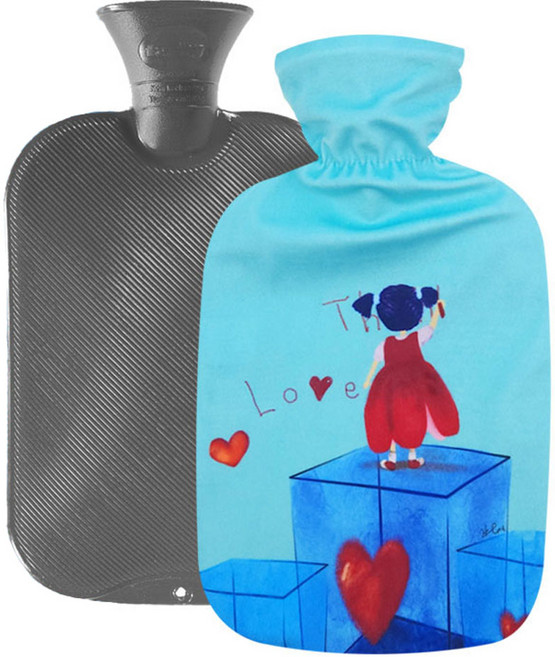 파쉬 양면빗살 보온물주머니 2L 랜덤발송 + 플러쉬 그림 디자인 커버 선물상자그림 세트, 1세트