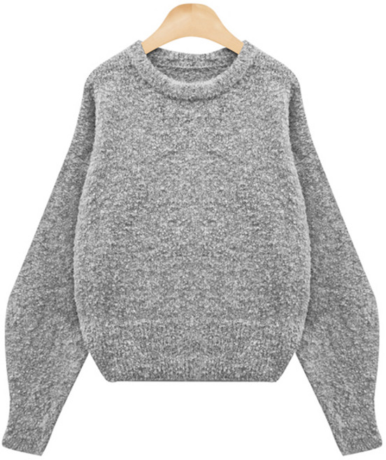 KnitNJean 女款寬鬆羊毛圈圈紗蓬蓬袖Millia圓領針織衫