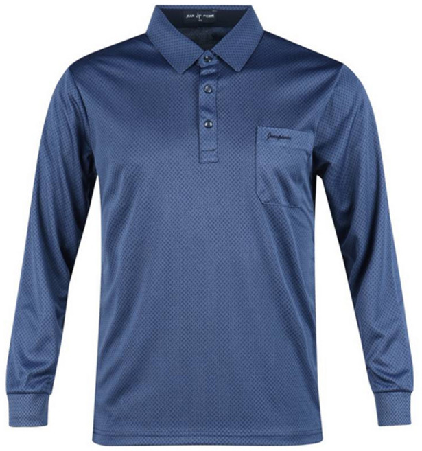 JEAN PIERRE 男士 Luxe Golf 圖案翻領長袖高爾夫球衫 JP4A412